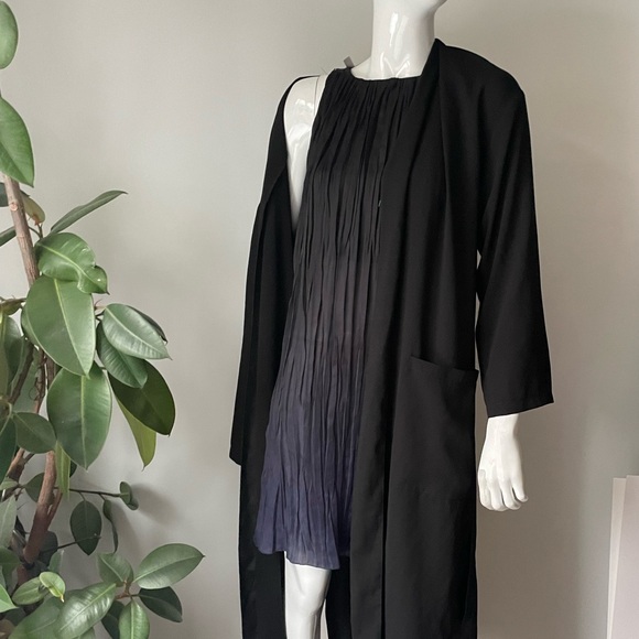 Mango Sleeveless Mini Dress Black to Navy Ombré Pleated Shift Dress Size S - Picture 6 of 8